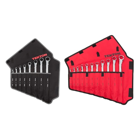 Tekton 45-Degree Offset Box End Wrench Set with Pouch, 19-Piece, 1/4-1-1/4 in., 6-32 mm WBE94302